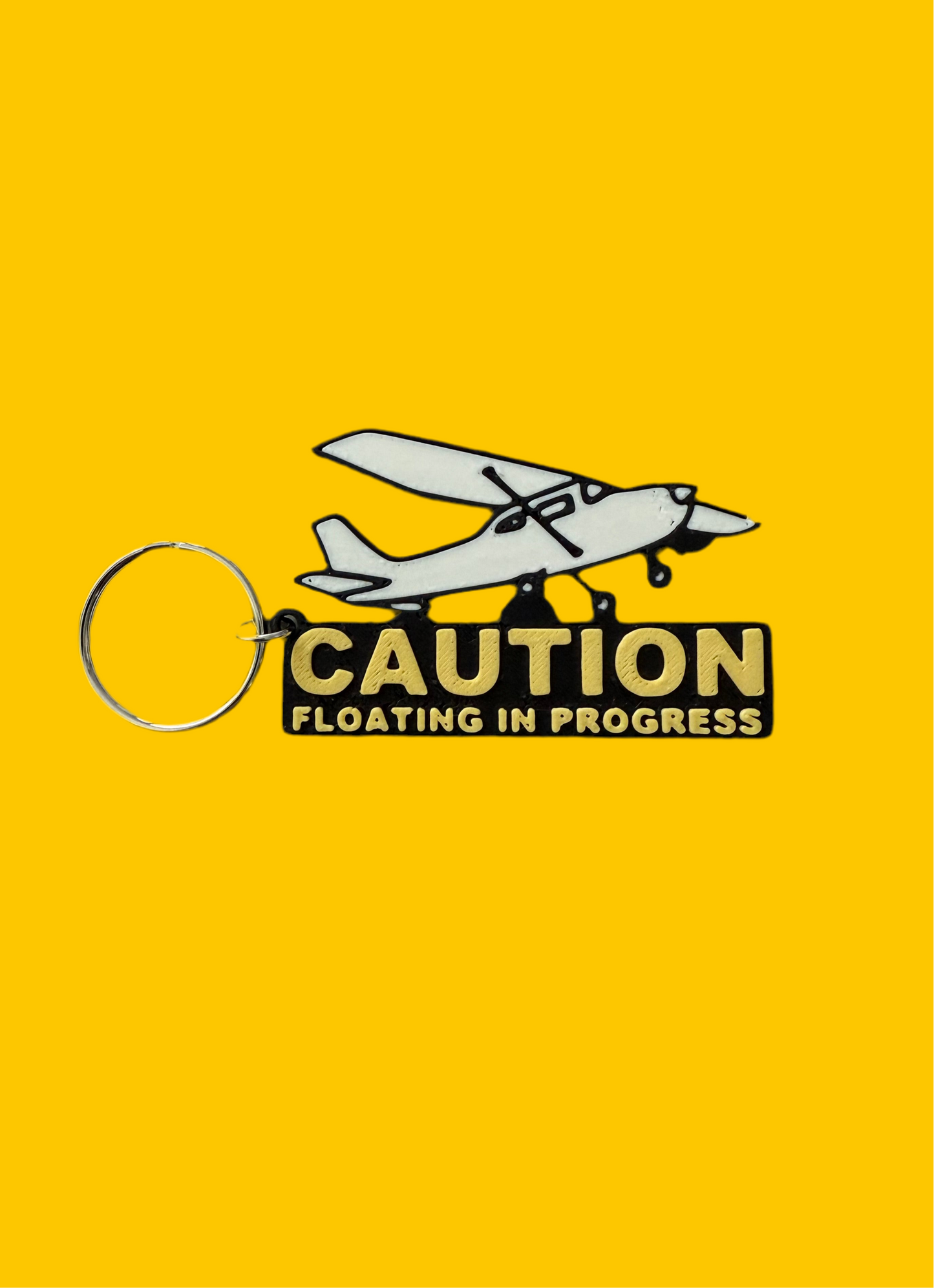CAUTION Floating In Progress Keychain