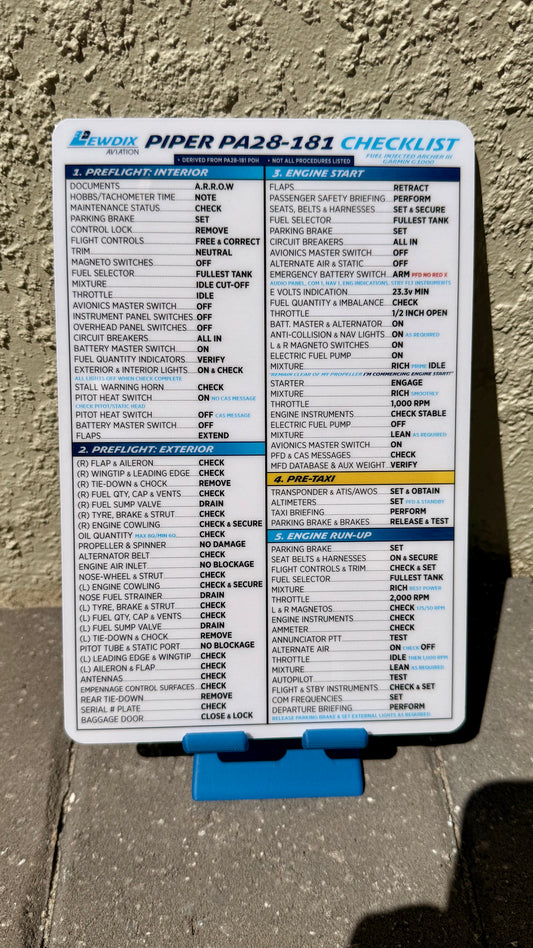 Piper PA28-181 (Archer III) G1000 Checklist