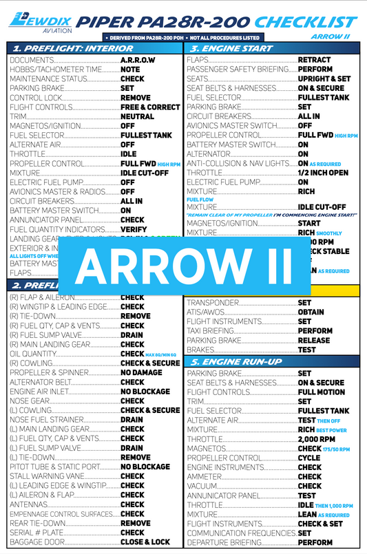 PA28R-200 Arrow II Checklist