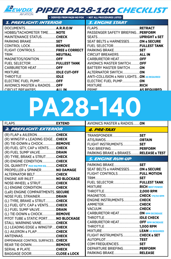 Piper PA28-140 Checklist