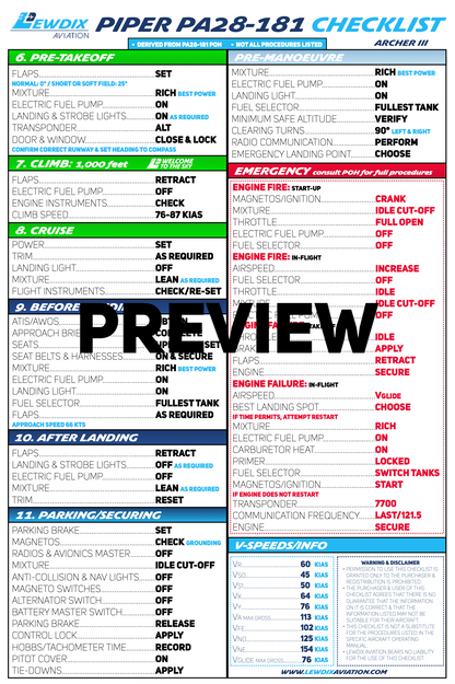 PA28-181 (Archer III) Checklist