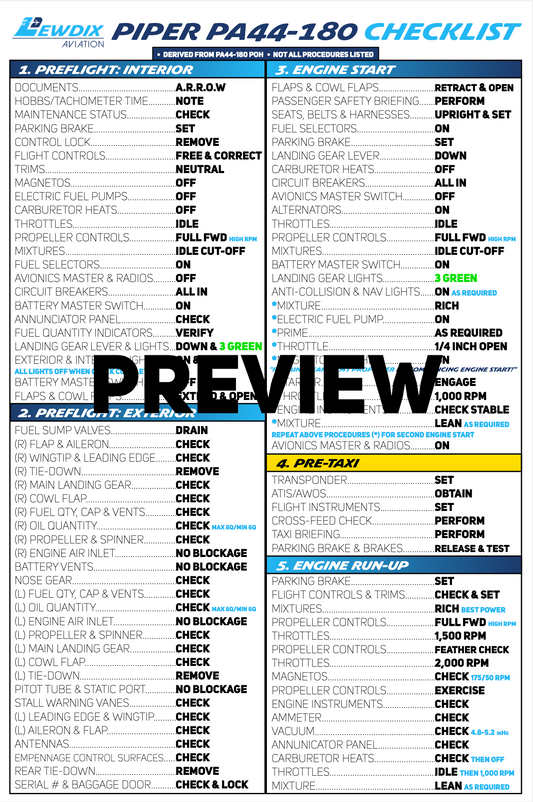 PA44-180 Seminole Checklist